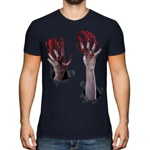 Camiseta Sin Mangas De Halloween Con Manos Sangrientas - Disfraz Zombie, Vampiro O Cazador