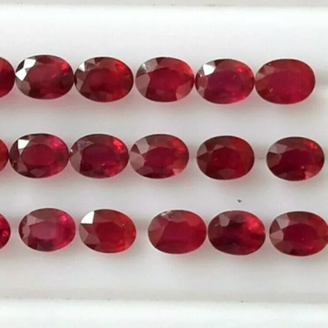 Vente en gros Lot 4x3mm Oval Facet Natural Mozambique Rubis Loose...