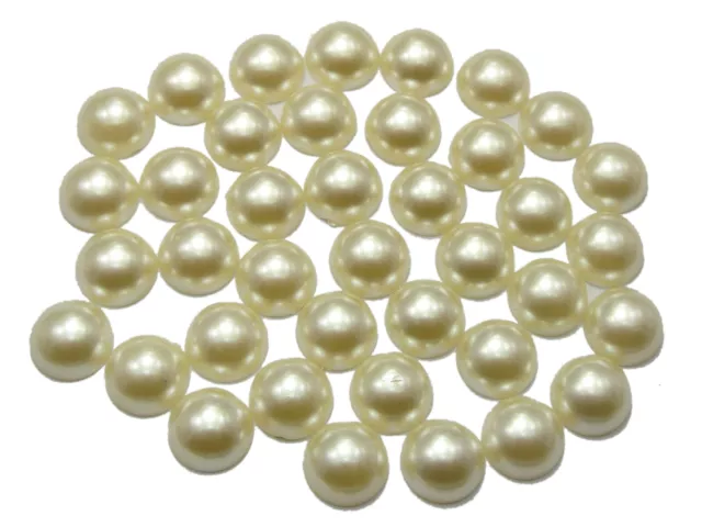 100 Ivory Acrylic Half Pearl Flatback Round Bead 12mm Scrapbook Craft