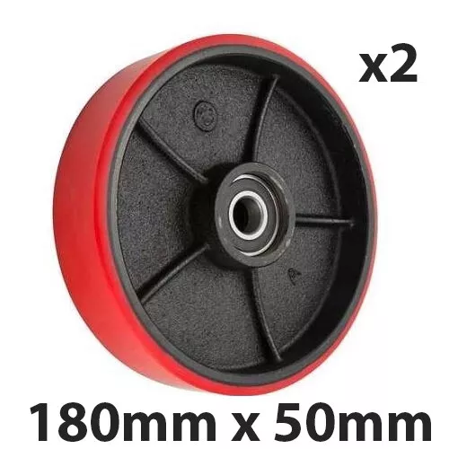 X2 PALLET TRUCK STEERING WHEEL / RED POLYURETHANE/ OD 180X50mm WITH BEARINGS