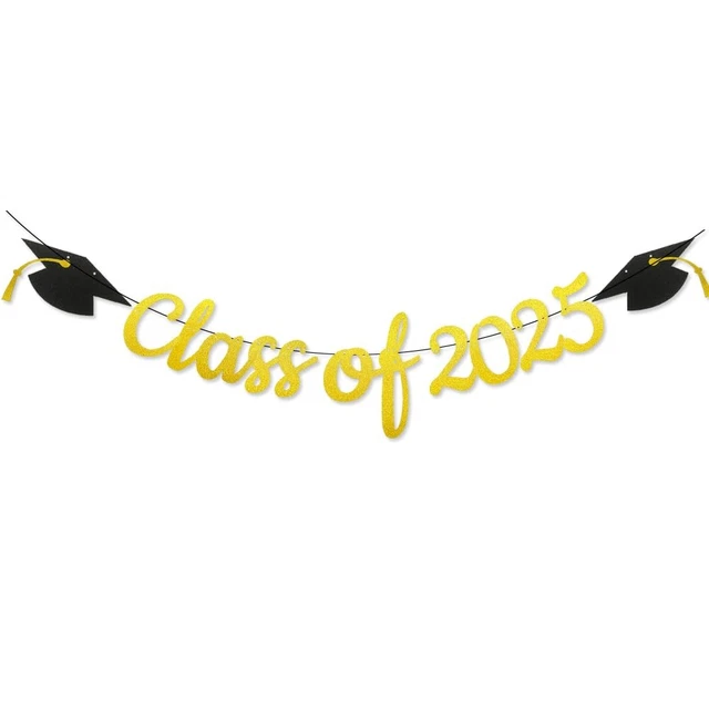 CLASS OF 2025 Banner Glod Glitter 2025 Graduation Party Banner for ...