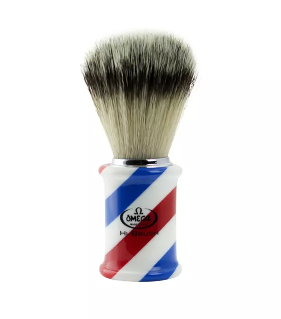 OMEGA BARBER POLE Pennello da Barba Professionale pura setola sintetica NUOVO