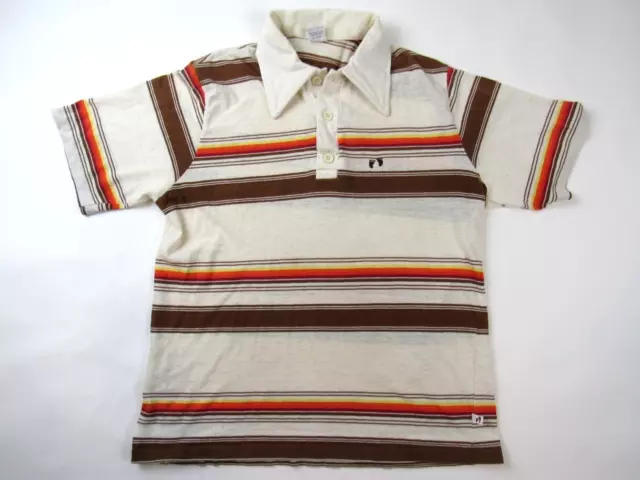 Vtg 1970'S Hang Ten Surf Colored Stripe Polo Shirt Sz L Dogtown Skate Grunge 70s