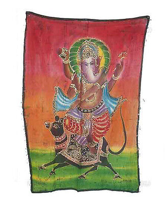 Batik Tenture Ganesh Elephant 115x 74cm Artisanat Inde Peterandclo 8831