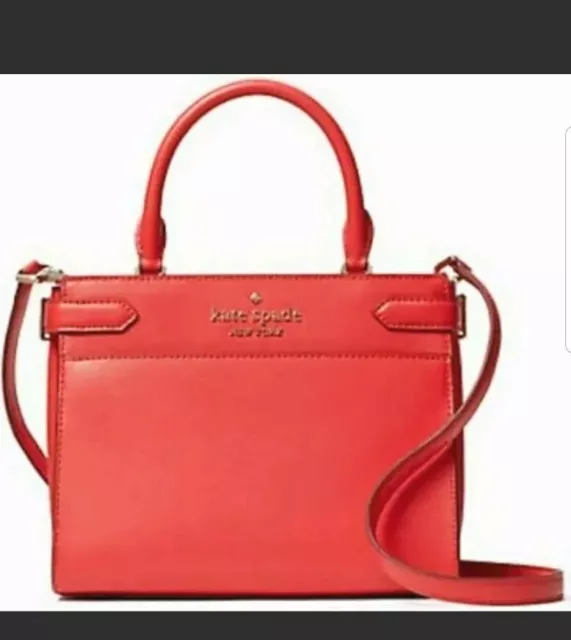 Kate Spade Ny Staci Crossbody Medium Satchel Shoulder Tote Bag Gazpacho Leather