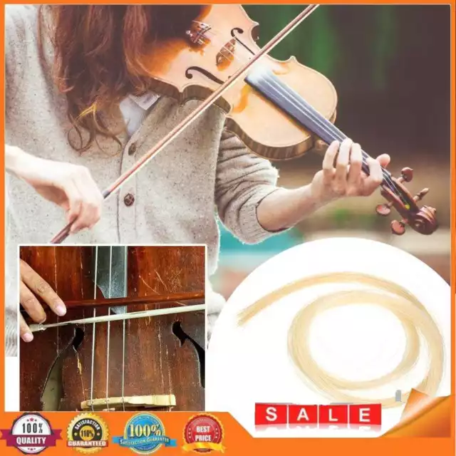 2 Hank Universal Yellow+White Stallion Horse Hair for Violin Bow Instrument Part