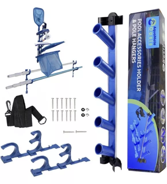 AquaMate Oasis Pool Accessory Holder, Pole Hangers & Hose Strap