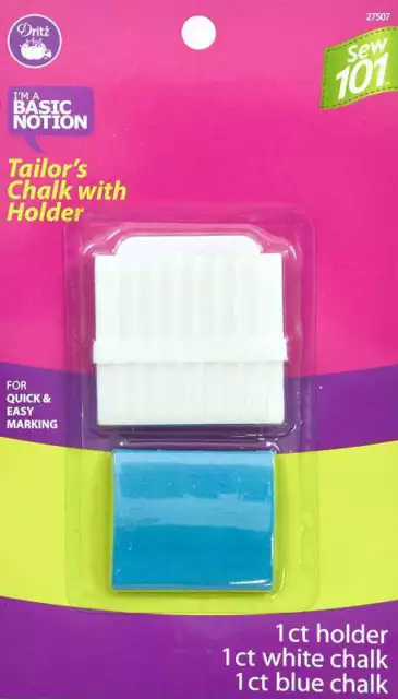 Dritz Sewing 101 Tailor's Chalk Pencil W/ Holder White & Blue