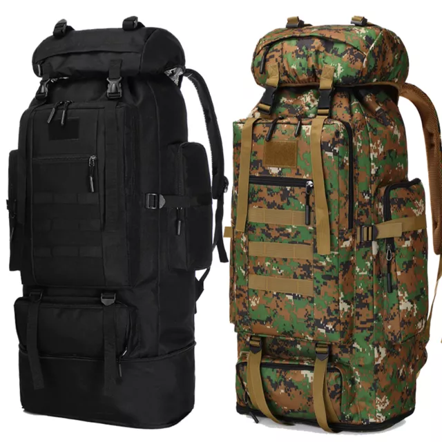 70L-100L Military Tactical Molle Backpack Large Men Hiking Camping Rucksack Bag