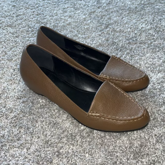 H by Halston Leather Flats 7.5 M Brown Slip-On Shoes