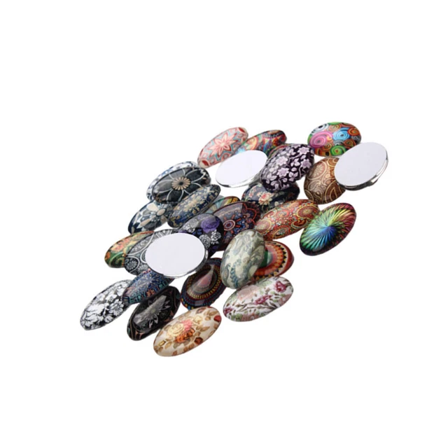 20 Pcs Oval Cabochons Dome Gemstone Jewelry Round Glass Self Made