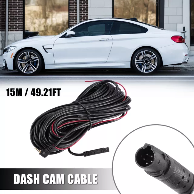 1pcs 5 Pin 15m 49.21Ft Dash Cam Rearview Backup Camera Reverse Extension Cord