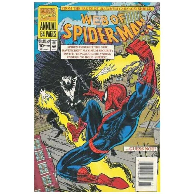 Web of Spider-Man (1985 series) Annual #10 Newsstand in VF +. Marvel comics [w"