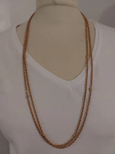 Chaîne Vintage Or Jaune Et Blanc 18k - Mailons En Huit, 43,5 Cm, 9,06 G - Occasion
