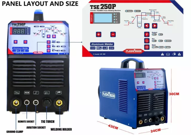 250A IGBT Inverter TIG MMA Pulse Aluminum Welding Machine AC/DC Welder 2T/4T 3