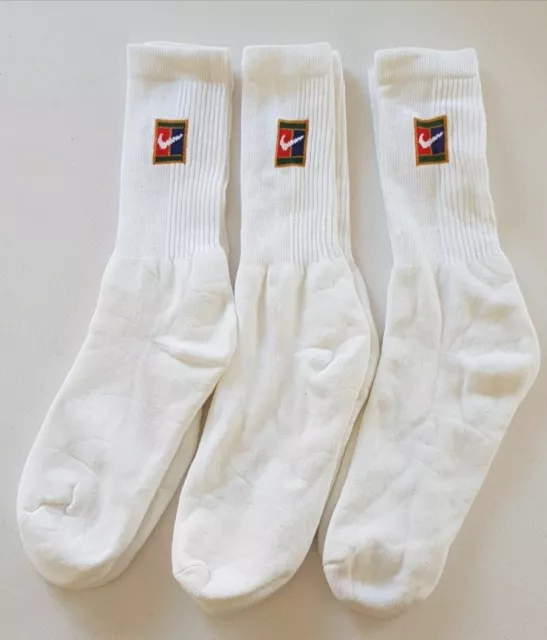 VTG 90's NIKE SUPREME COURT TENNIS CREW SOCKS SAMPRAS AGASSI FEDERER NEW 1 PAIR