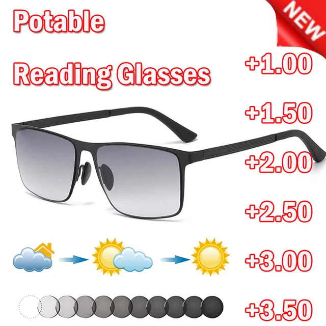 Photochromic Progressive Multifocal Reading Glasses 180° Rotatable -Sunglasses