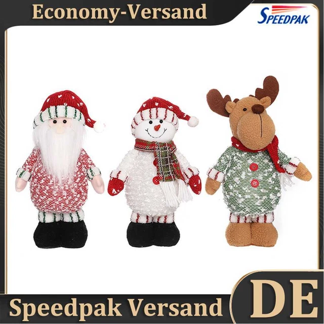 New Year Christmas Santa Claus Snowman Dolls LED Figurine Ornaments Home Decor H