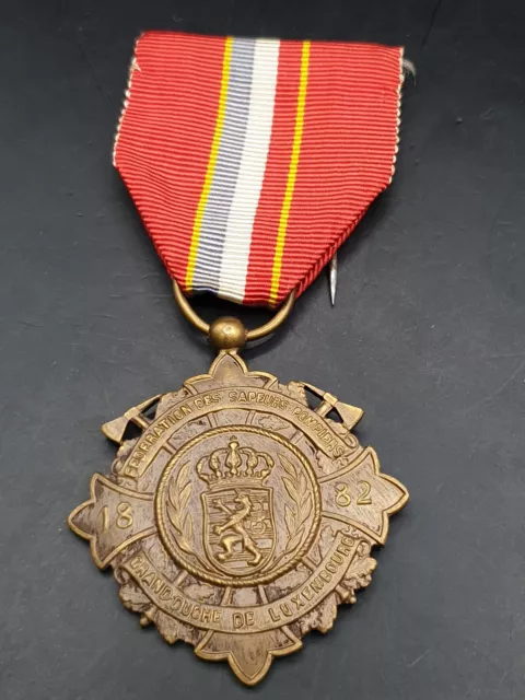 Feuerwehr Medaille Luxemburg sapeurs pompiers 1882 Abzeichen Orden Spange