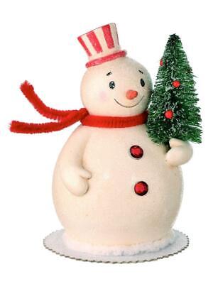 6" Sugared Frosty Candy Snowman Holding Tree Christmas Figure