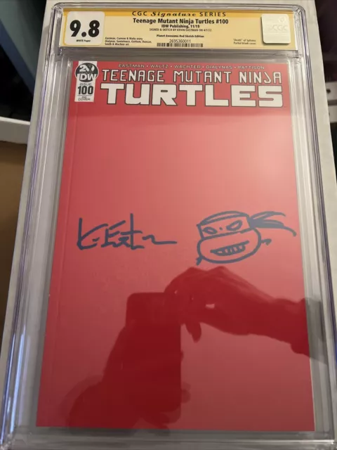 Teenage Mutant Ninja Turtles #100 Red Signed & Sketch Kevin Eastman CGC 9.8 SS