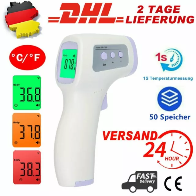 Fieberthermometer Digital Stirnthermometer kontaktlos Fiber messgerät Infrarot