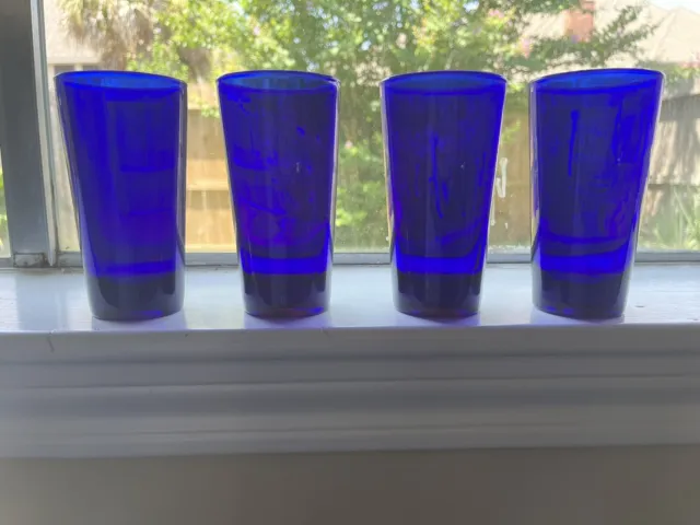 Authentic LIBBEY-Vintage Cobalt  Blue Tumblers Juice Glasses  6” tall, set of 4