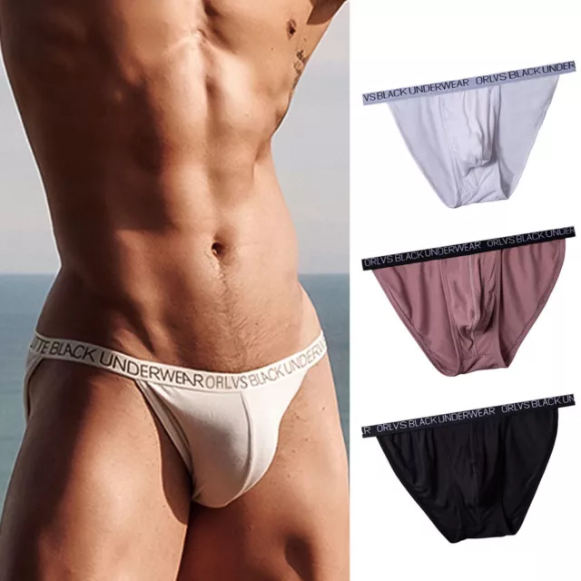 Men's Sexy Underwear Bulge Pouch Briefs Low-waist Soft Ribbed Slip Panties