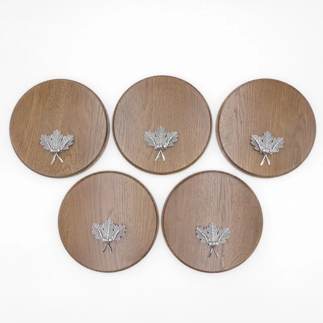 5x Placa de Jabalí Tablero Keiler Redondo Braun Af 19cm 5 Hoja Roble Portada 4 2