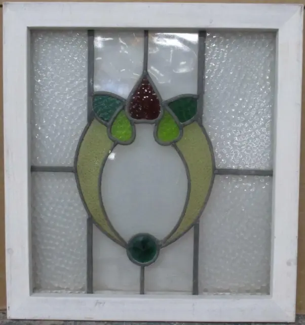 OLD ENGLISH LEADED STAINED GLASS WINDOW Pretty Floral 18.25" x 19.75"