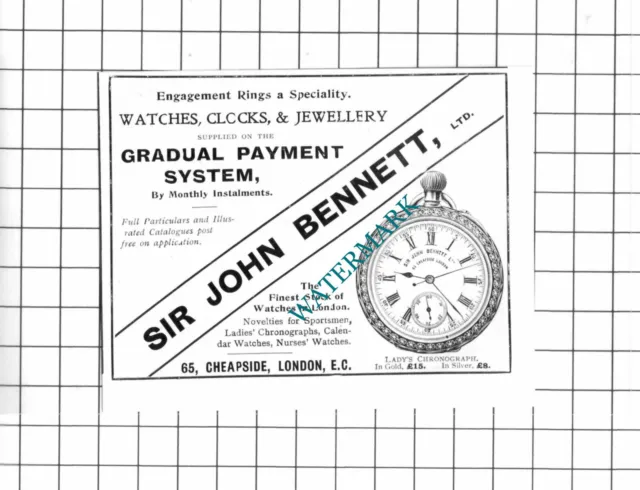 Sir John Bennett Ltd London   - 1903 SMALL ADVERT / Print