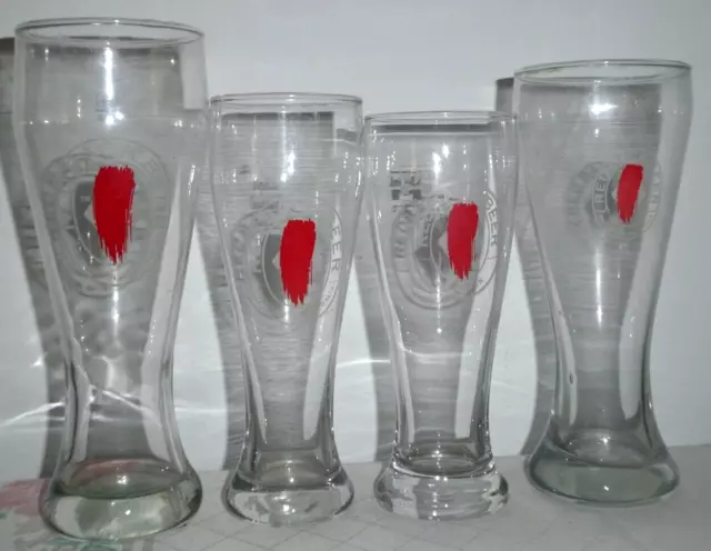 4 Red Back Wheat Beer Sturdy Hotel Quality Beer Glasses 500 & 330 & 250ml RARE