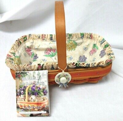 Longaberger 2000 Mother's Day “Early Blossoms” Basket #Liner & Protector