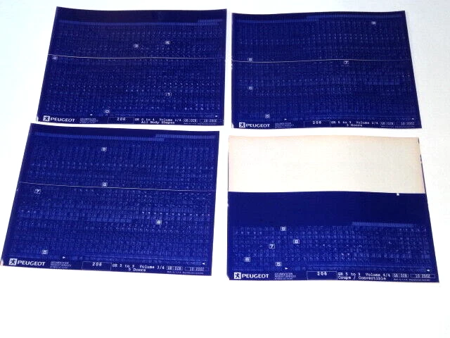 PEUGEOT 206 ALL Body Types Parts Catalogue On Microfiche Set Of 4 Oct ...