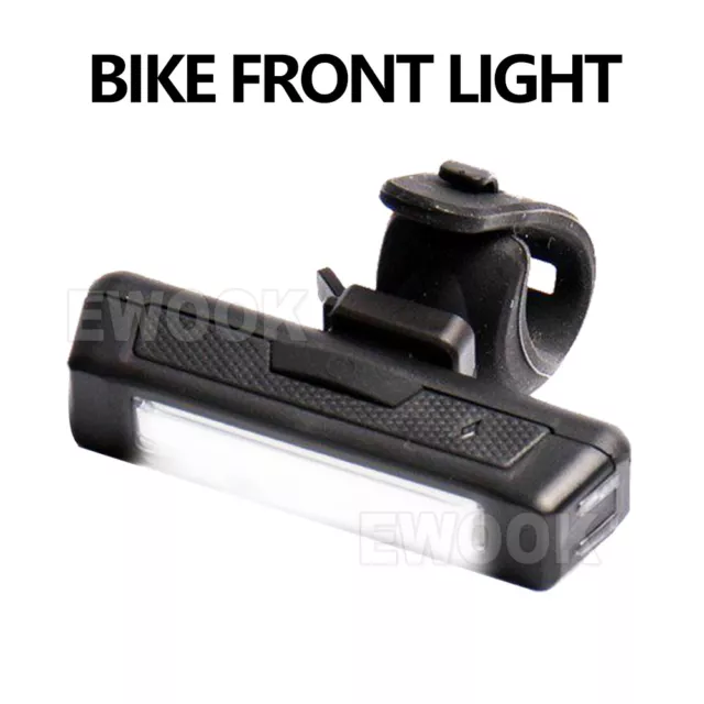 Waterproof USB Rechargeable LED Bike Bicycle Front & Rear Light Set Wide Beam 2