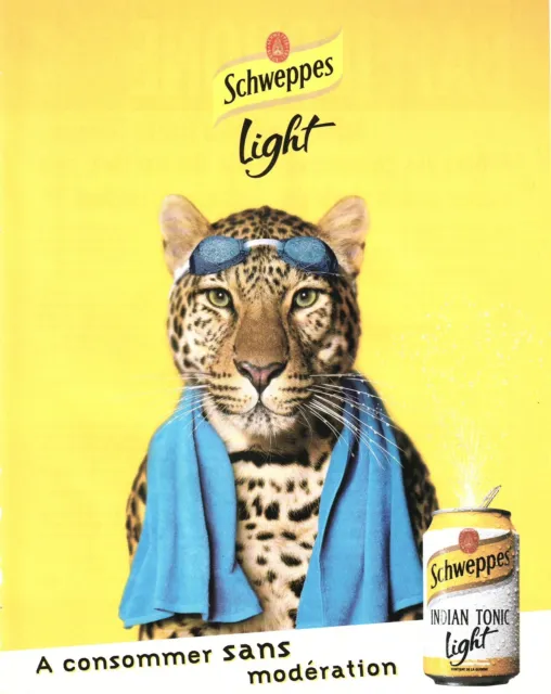 2000 Schweppes Light Indian Tonic French Print Ad/Poster 21x27cm Leopard ENT96