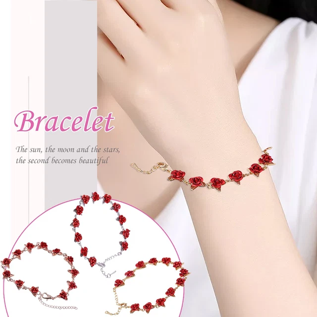 Armbänder Aus Romantische Rose Farbe Armband Rose Link Gold Emaille Schmuckkette