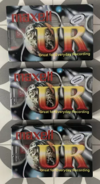 3 x Maxell UR 90 Blank Audio Cassette Tape - New & Sealed