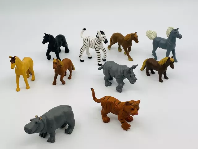 Safari Ltd. Lot Of 10 Animals Horses Zebra Tiger Rhino & Hippo