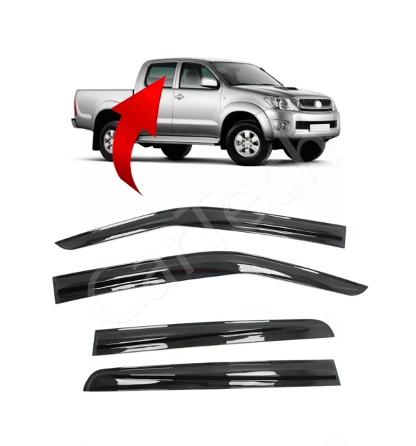 4Pcs Wind Rain Sun Guard Deflectors For Toyota Hilux Double Cab 2004 - 2015