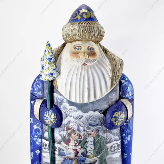 11 " Babbo Natale Statuetta Natale Russo Legno Intagliato a Mano Figura Statua