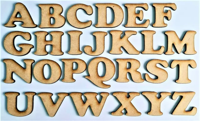 Wooden Letters Number Sizes 2cm - 6cm  Small MDF Mini Laser Cut Alphabet Font