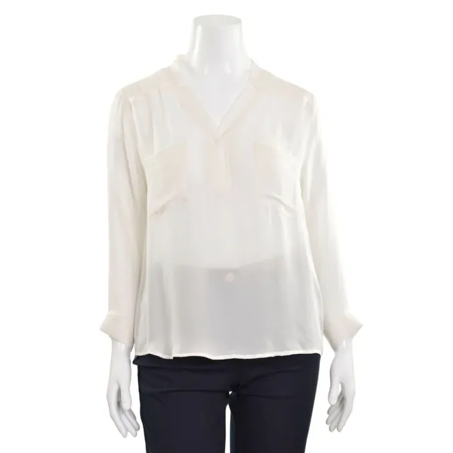 *SALE!* Love Token Soft White Semi-Sheer 100% Silk Tunic Blouse Shirt Top size M
