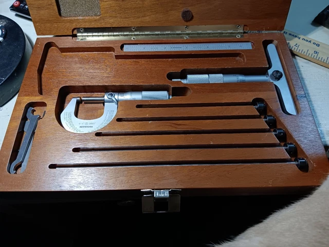 MITUTOYO DEPTH GAUGE with micrometer, extension rods and steel ruler