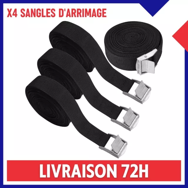 x4 Sangle d'Arrimage à Cliquet 5m Serrage Tension Tendeur Toit Voiture Bagage