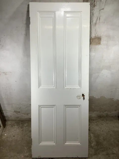 29 5/8"X 78 1/2" Victorian Internal Painted Pine Four Panel Door 2over2 Old