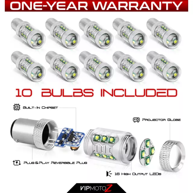 1157 7528 1142 "10 PACK" Pure White CREE LED Parking Turn Signal DRL Light Bulbs