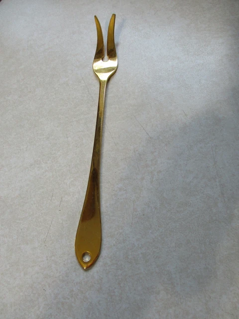 24K Gold Plated pickle fork-1950s--5 3/4"-BEAUTIFUL condition