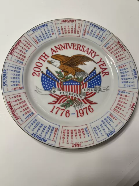 Vtg 1975 USA Bicentennial 200th Anniversary Year 1776 1976  Calendar Plate