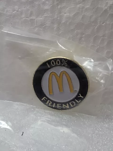 100% Friendly McDonalds Employee Lapel Hat Pin Clutch Back NEW IN PACKAGE